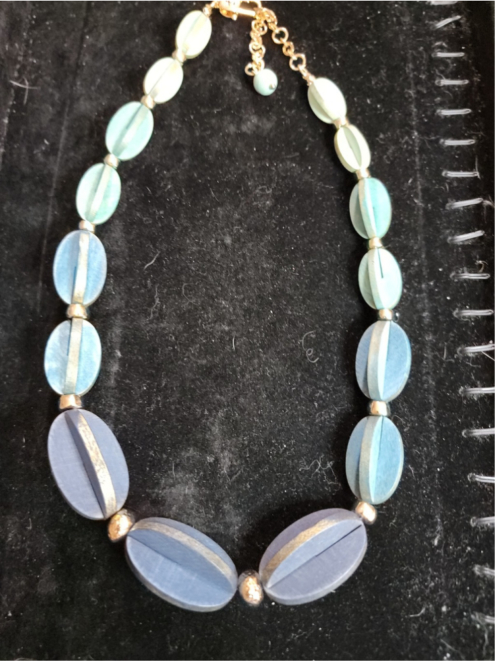 Chico’s Painted Wood Necklace Teal Blue Multi MSRP $59.50